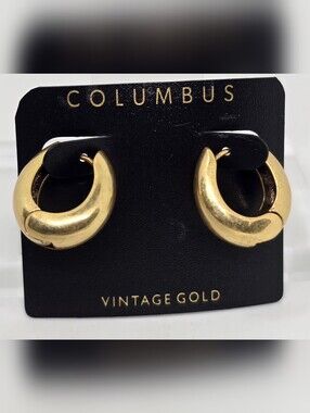 Columbus - Vintage Gold Hinge Hoop Earrings